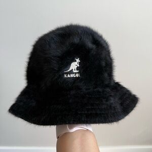 VTG KANGOL FURGORA LIDO BIN BUCKET HAT BLACK ANGORA RABBIT FUR BLEND LARGE